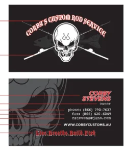 Mud Hole Custom Business Cards: Skull With Crossing Rods Gear 6 Mud Hole Custom Business Cards: Skull With Crossing Rods Gear