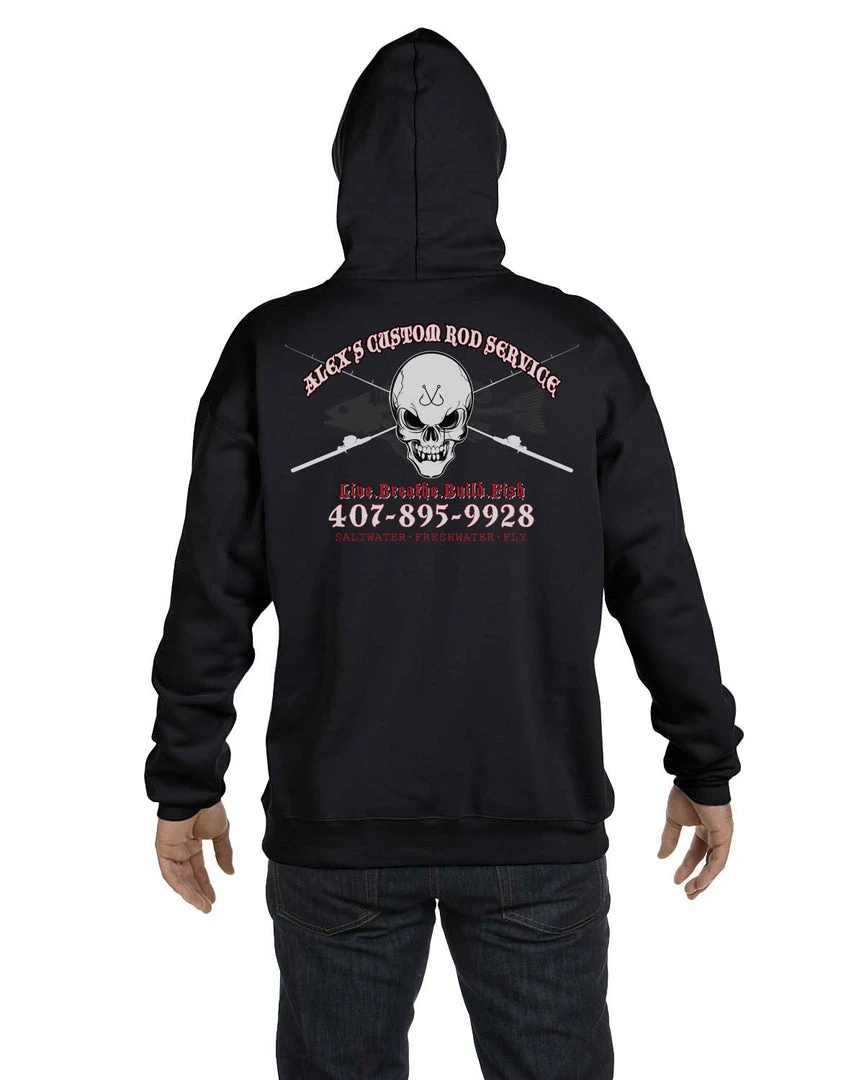Mud Hole Custom Hoodie: Skull With Crossing Rods 8 Mud Hole Custom Hoodie: Skull With Crossing Rods