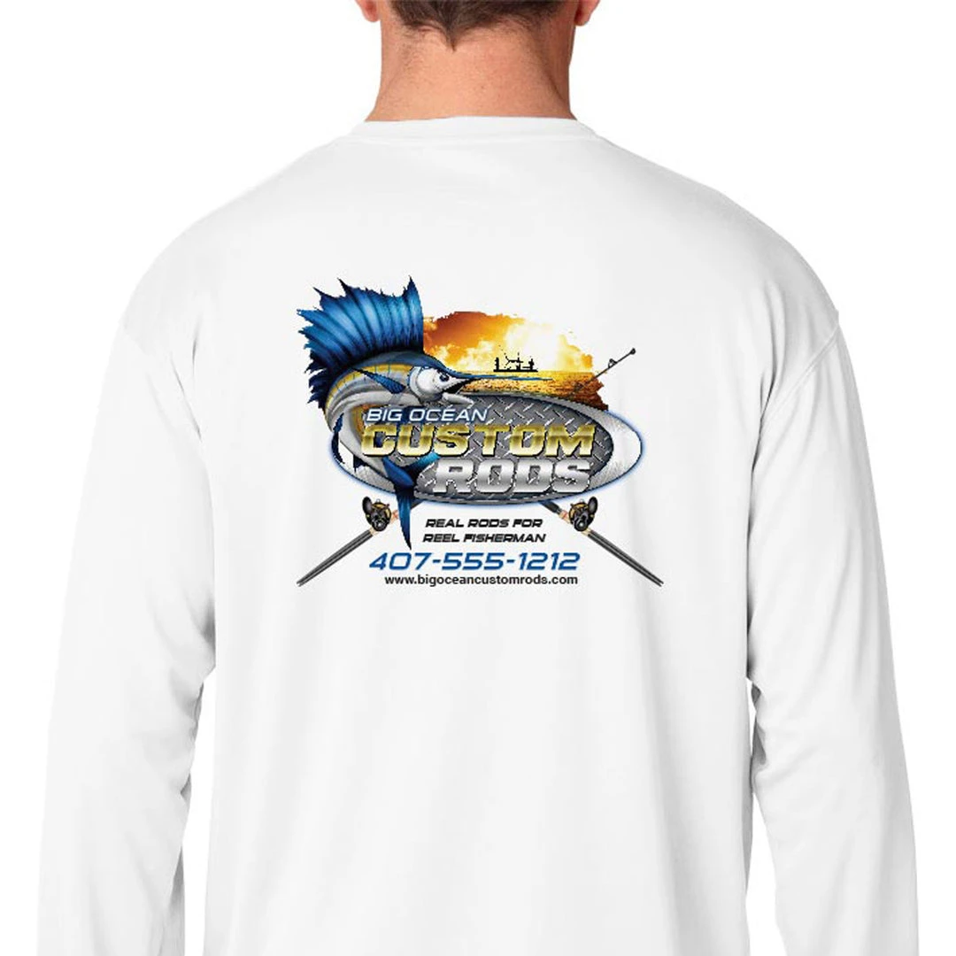 Mud Hole Long-Sleeve Mesh Performance Tee: Jumping Marlin Gear 3 Mud Hole Long-Sleeve Mesh Performance Tee: Jumping Marlin Gear