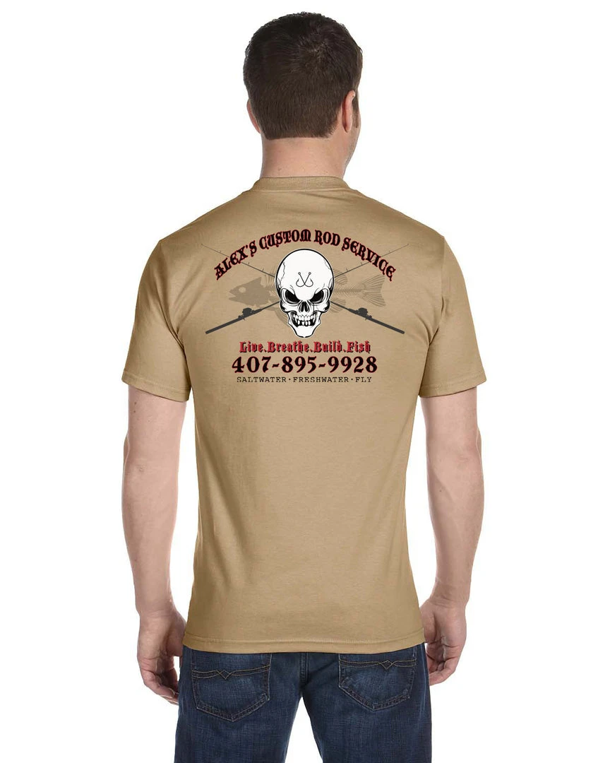 Mud Hole Custom T-Shirt: Skull With Crossing Rods Gear 12 Mud Hole Custom T-Shirt: Skull With Crossing Rods Gear