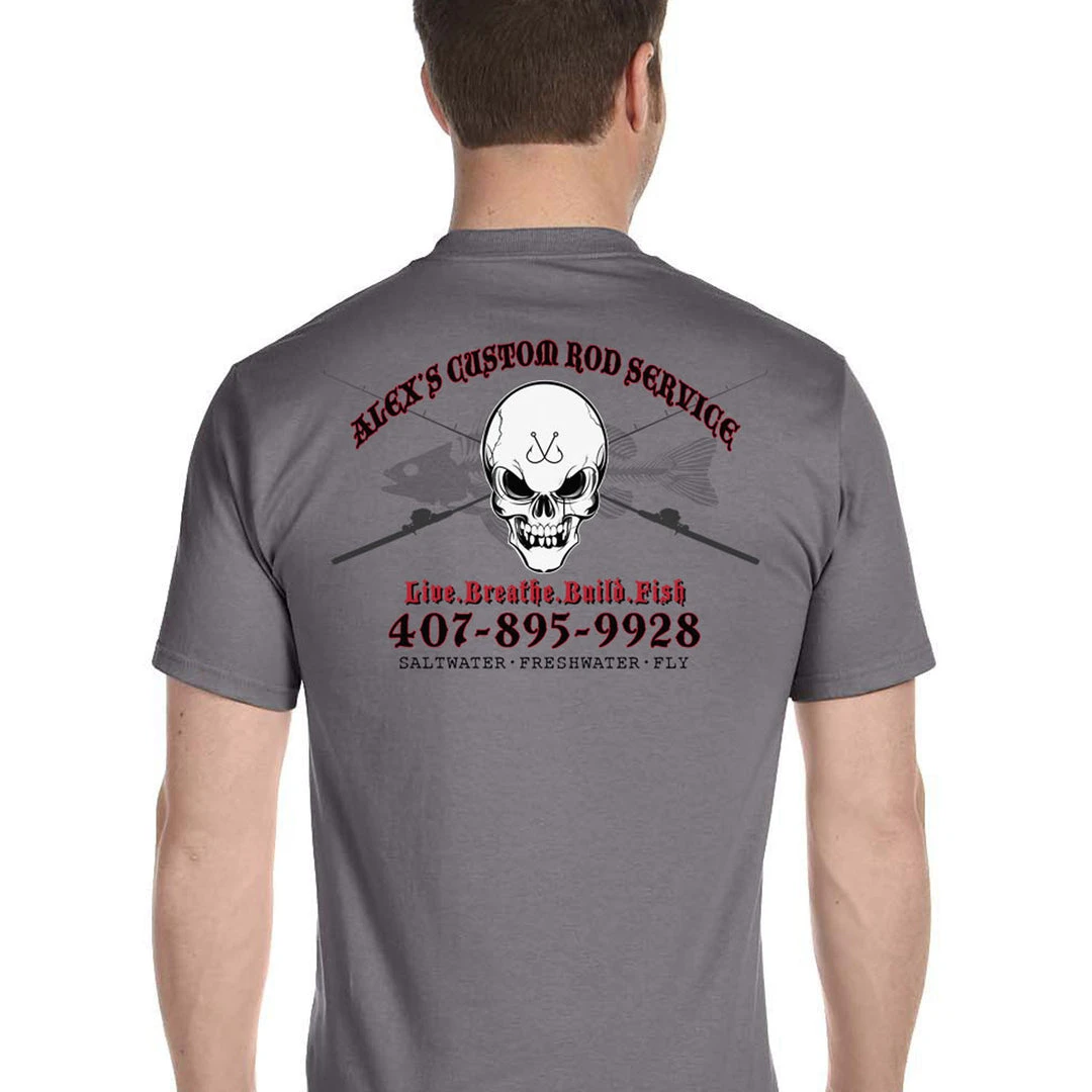 Mud Hole Custom T-Shirt: Skull With Crossing Rods Gear 3 Mud Hole Custom T-Shirt: Skull With Crossing Rods Gear