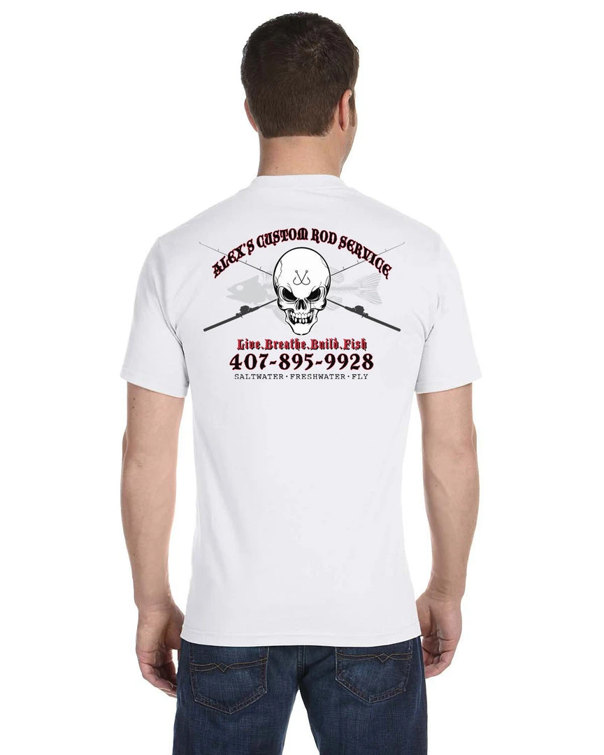 Mud Hole Custom T-Shirt: Skull With Crossing Rods Gear 6 Mud Hole Custom T-Shirt: Skull With Crossing Rods Gear