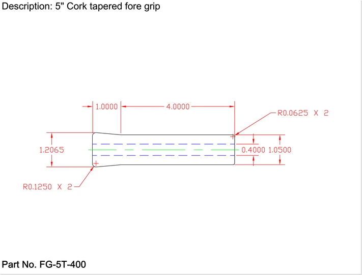 CRB Reverse Tapered Cork Foregrip - 5" Super Grade 4 CRB Reverse Tapered Cork Foregrip - 5" Super Grade